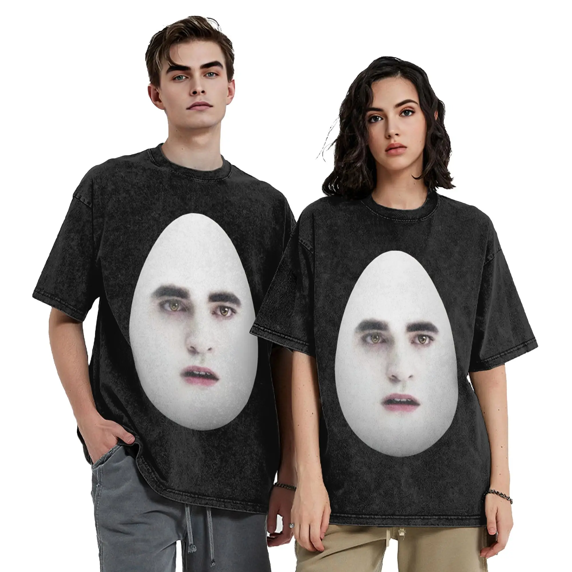 Funny Eggward Meme T Shirts Hip Hop Washed High Street T-Shirt Twilight Edward Cullen for Men Women Tops Summer Tops Tees