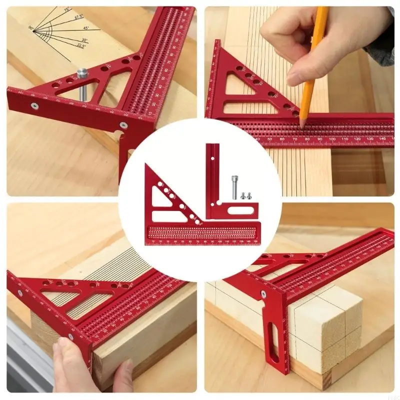 L8RC 3D Woodworking Square Protractors Measuring Ruler with Dowel Pin and Wrench Triangle Layout Measuring Tool