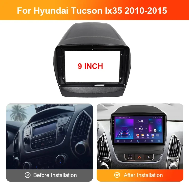 9/10.1 "لفافة السيارة لشركة هيونداي توكسون IX35 2010-2015 DVD راديو لوحة DVD لوحة داش عدة تثبيت محول وحدة التحكم الإطار الحافة #4