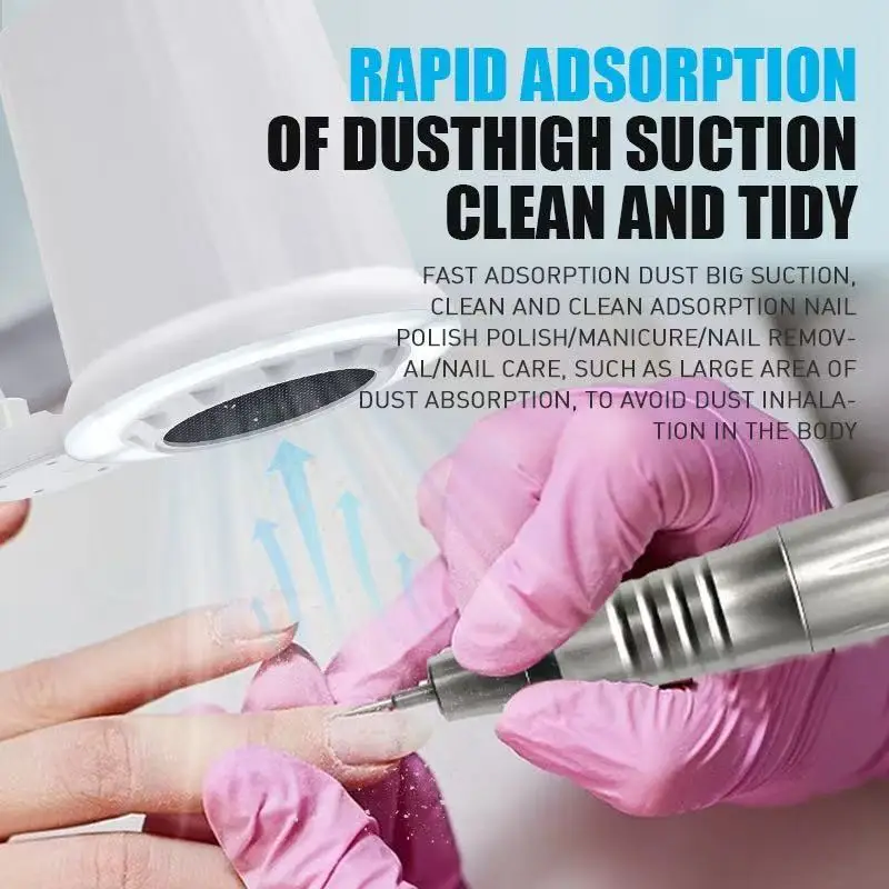 Nail Dust Collector Desktop Top Suction Machine With LED Light High Grade Salon Manicure Dust Removal Device