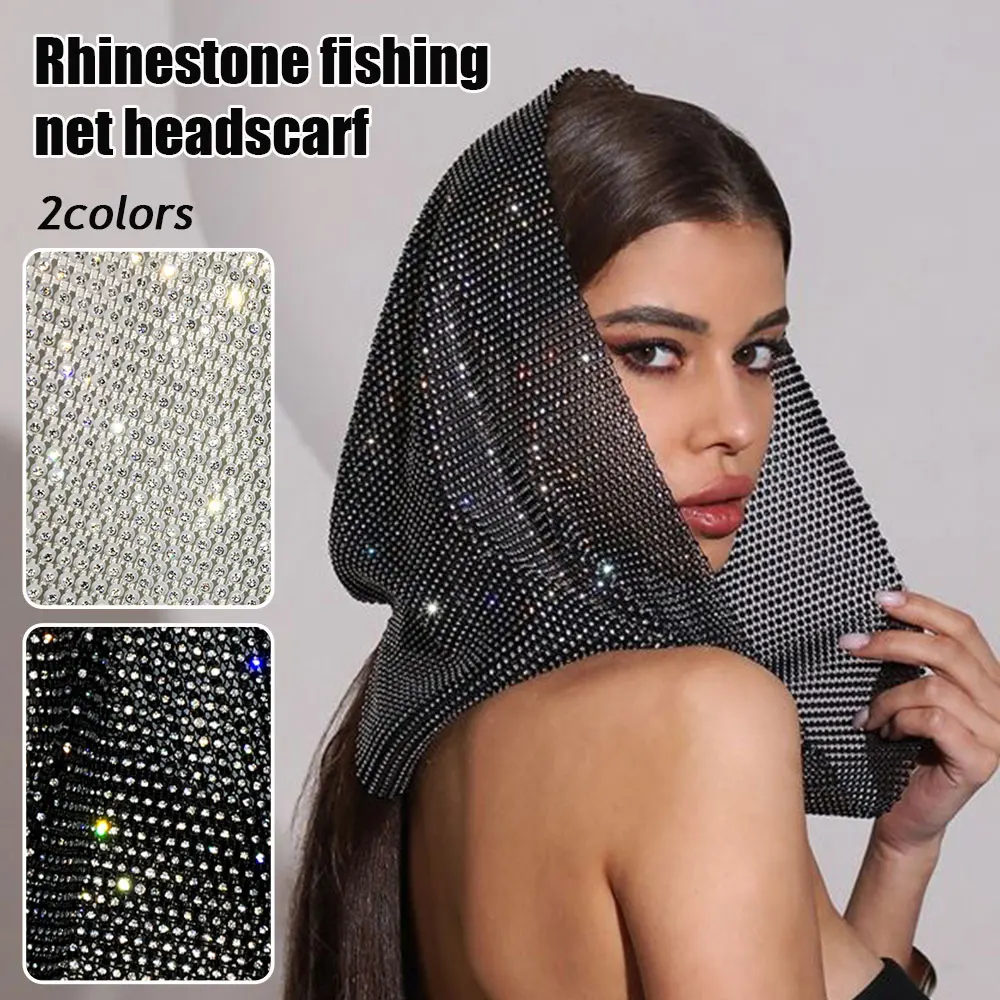 

Женская регулируемая дышащая сетчатая шапка-кепка из прозрачной сетки с вырезами, блестящая сетчатая шапка-капюшон со стразами, эластичный тюрбан