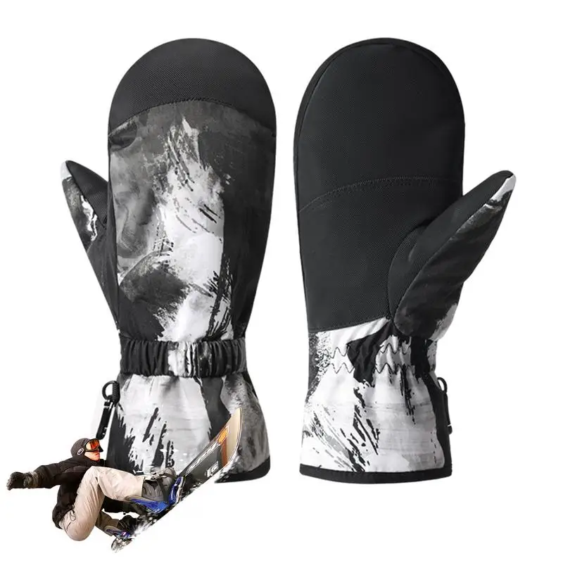 Snow Gloves For Men Snowboard Ski Winter Mittens Graffiti Pattern Thermal Ski Gloves Snowmobile Mittens Warm Winter Gloves Thick