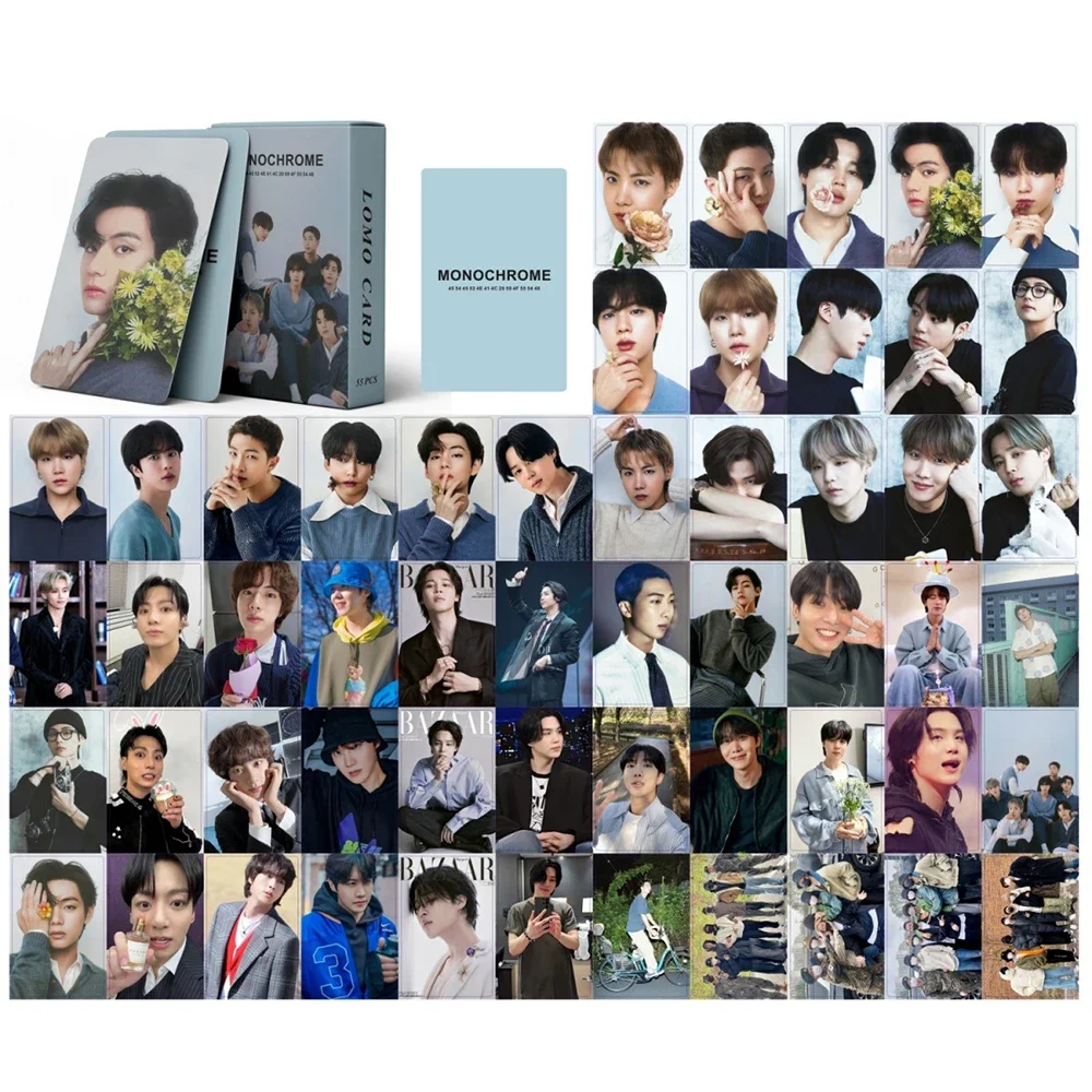 55Pcs/Box Kpop MONOCHROME POP UP Photocards Lomo Cards Photo Card for Fans Collection