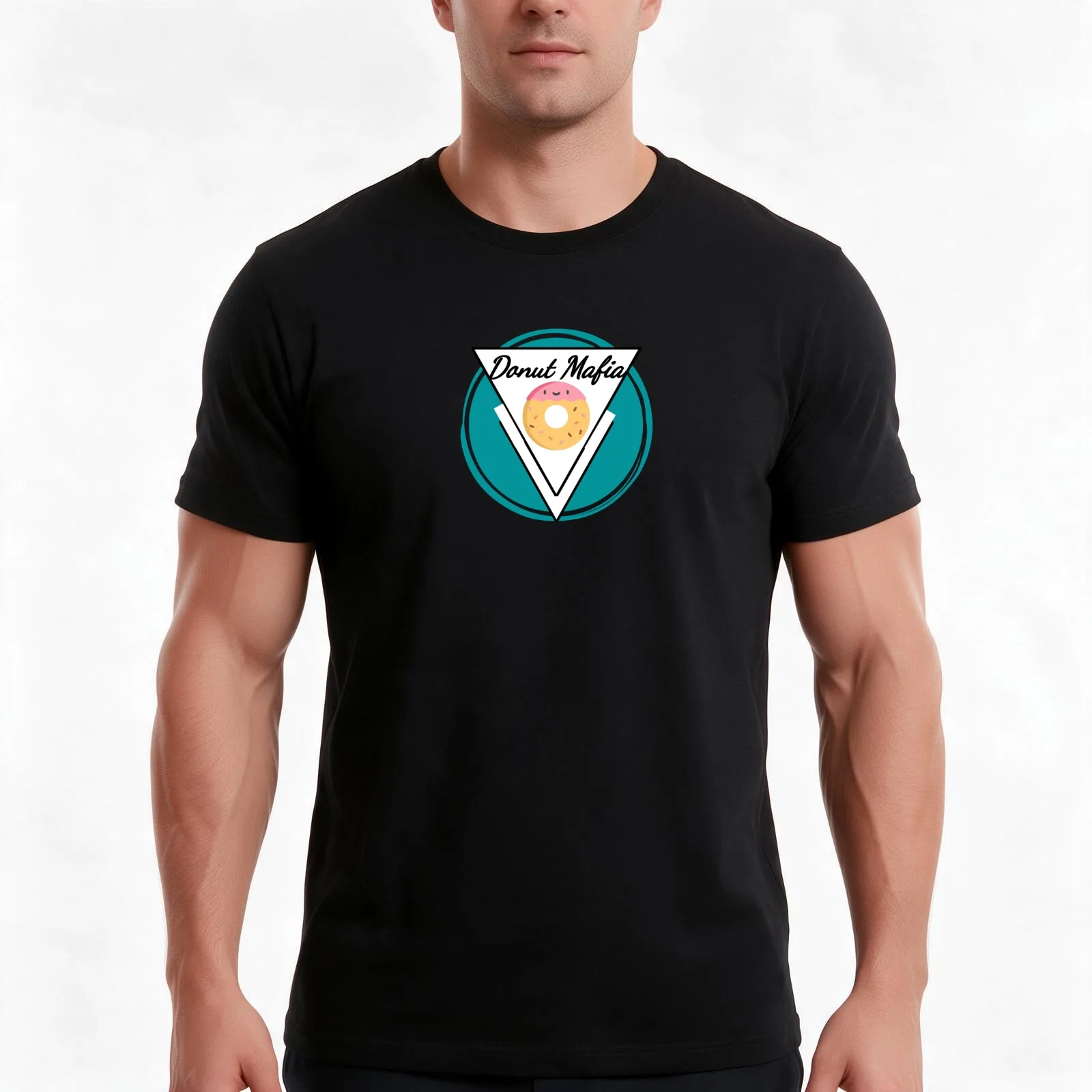 Donut Mafia T-Shirt, Summer Casual Cotton Tee, Oversized Streetwear Tops, Vintage Graphic Print, Loose Fit Short Sleeve