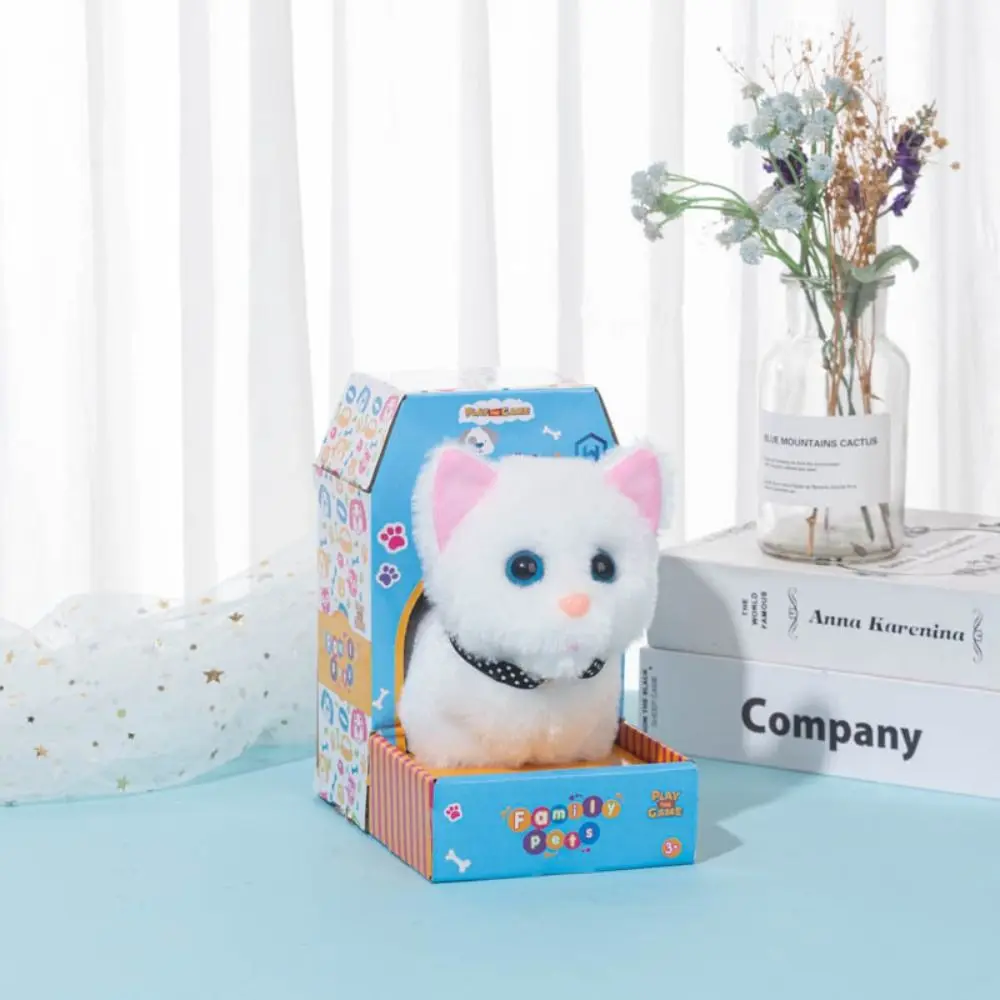 Divertido interactivo lindo mascota electrónica dibujos animados de peluche Control de voz Robot gato suave voz Meow gato juguete decoración del hogar