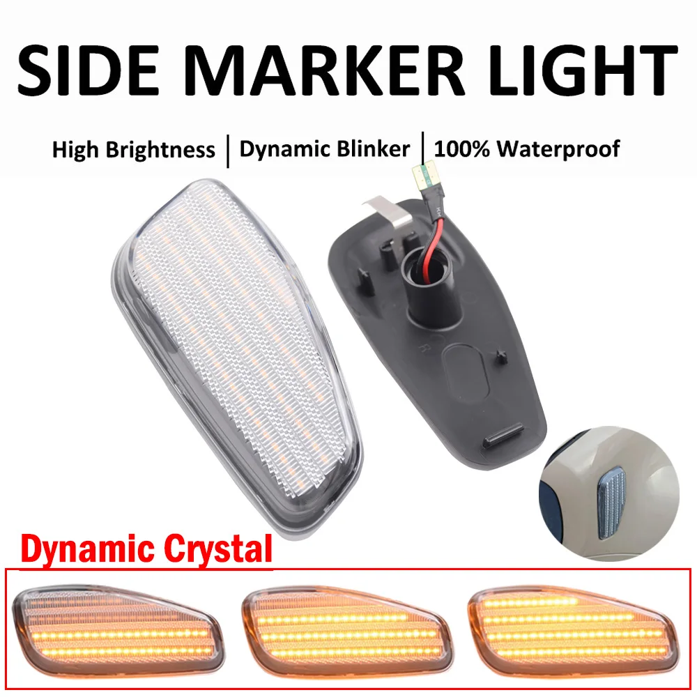 2 Stück LED Dynamische Seitenmarkierungs-Blinkleuchten für Jeep Renegade BU 2014-2021 Voll-LED-Blinkleuchten in Bernsteinfarbe – Detail 5