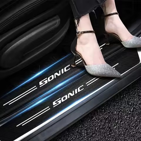 Car Door Protector Plate Stickers Sill Carbon Fiber for Auto Door Sill Edge Protection for Chevrolet Sonic Car Accessories
