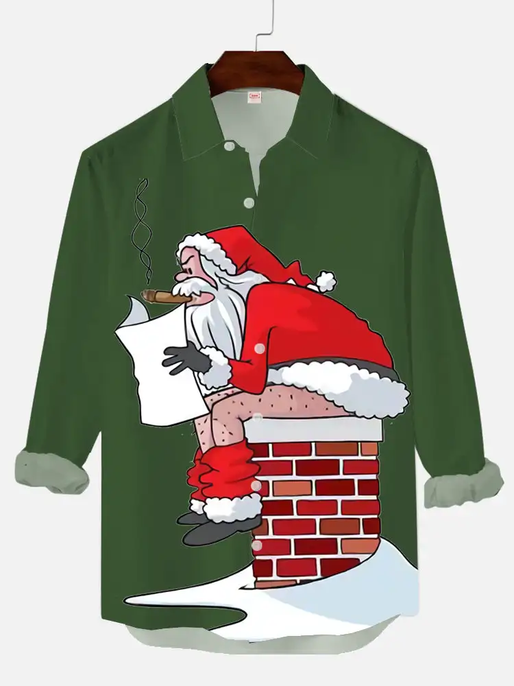 

3D Print Abstract Santa Clause Graphic Shirts Merry Christmas Theme Party Long Sleeve Clothes Fashion Creative Design Autumn Top