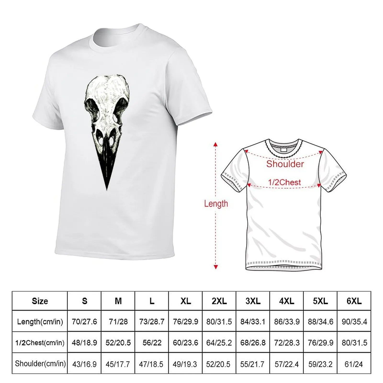 Raven Skull T-Shirt printed t shirts for man t shirts for man cotton funny t shirts with prints T-shirt