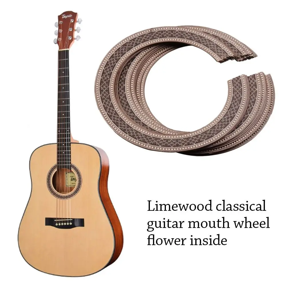 Quality Wooden Guitar Rosette Inlay Inner Diameter Guitar Decals Guitar Sound Hole Curved Strips Guitar Decoration electric bass