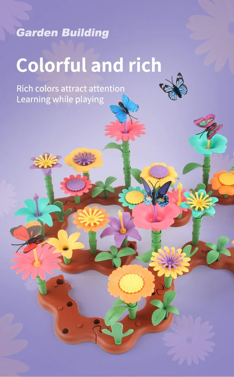 Bouwstenen Bloemboeket Meisjes Diy Tuin Constructor Baksteen Speeltoestel Plant Groeiende Bloemen Assemblage Educatief Stapelspeelgoed