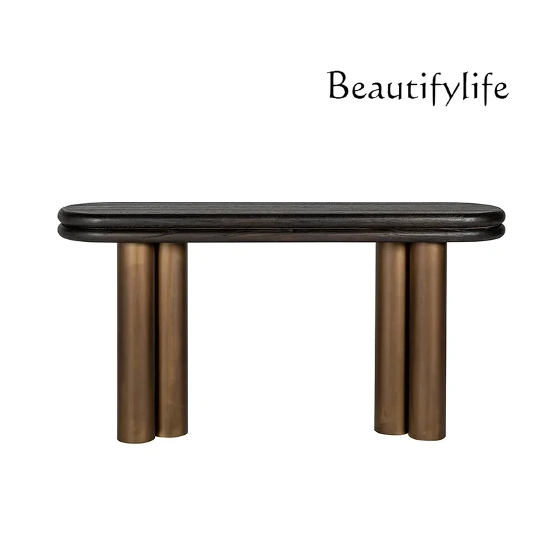 Italian minimalist small apartment household entrance table designer model room carbonized black bar table