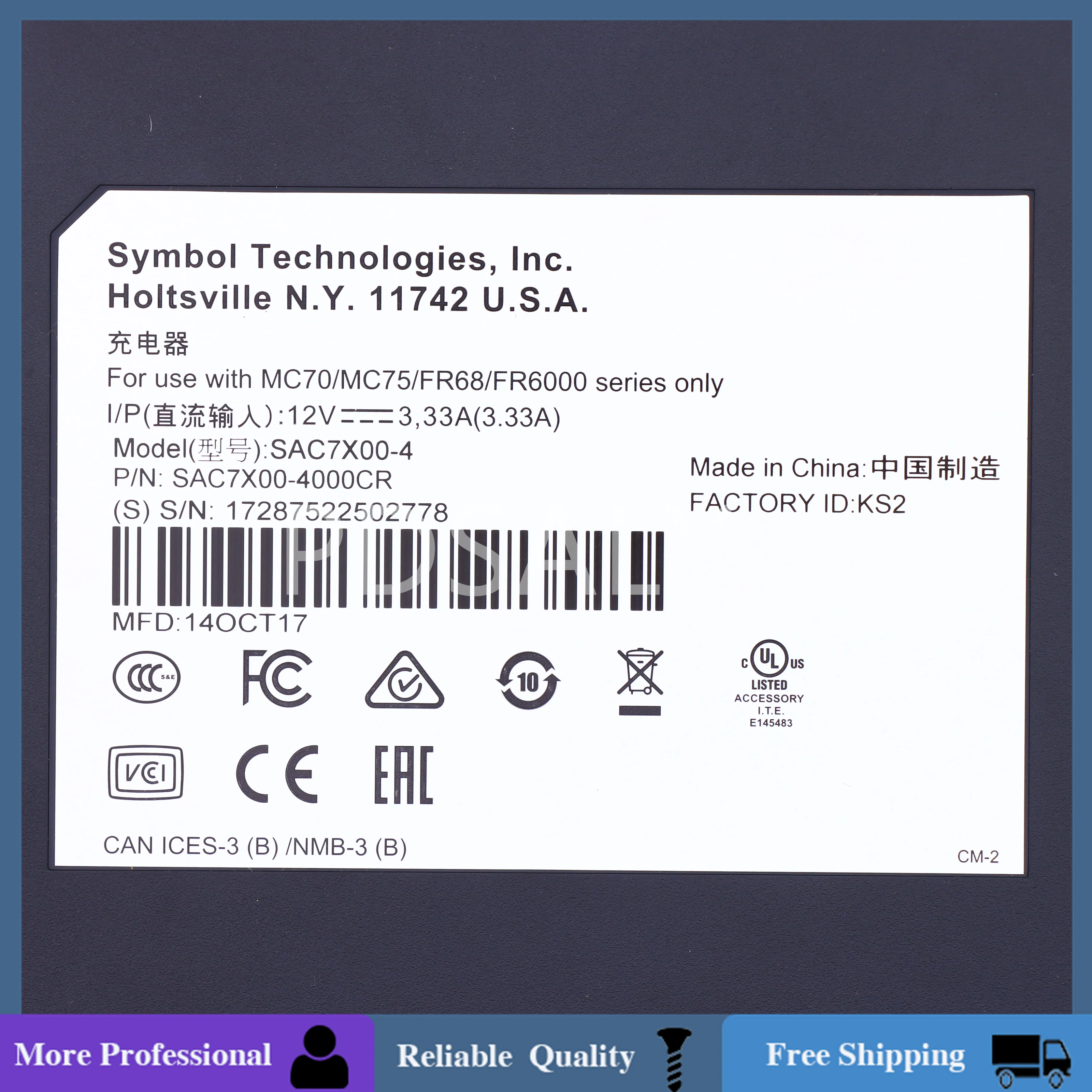 Imagem -04 - Carregador de Bateria de Slot com Fonte de Alimentação Compatível com Motorola Symbol Mc3090 Mc3190 Series Sata 7x004000cr