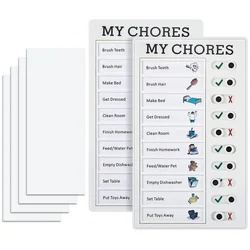 1Pcs Kids Chore Chart with 5Pcs Blank Card,Plastic Checklist Board with Detachable Cardstock to Do List for Routine Planning