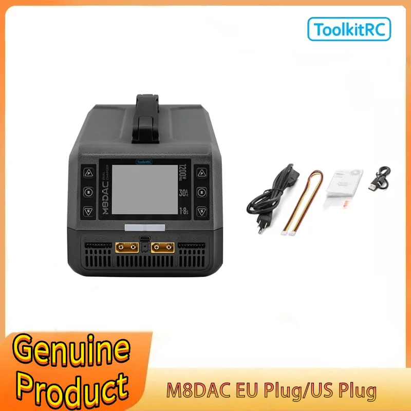 ToolkitRC M8DAC Intelligent Charger 2-channel 1-8S IPS Display AC 1200W 50A 30A Model Car 1/5 1/6 1/7 Fast Charging