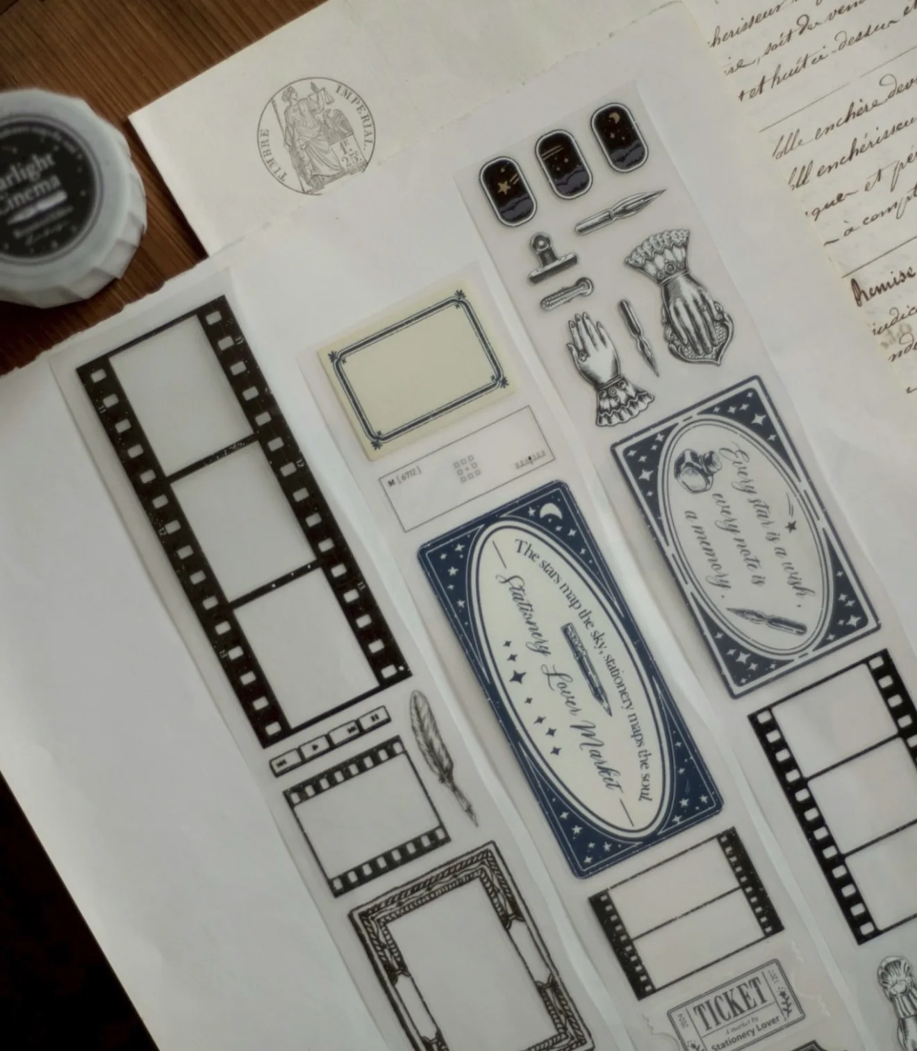 Afbeelding 4: Loidesign Vintage Starlight Cinema Washi PET-tape voor het maken van plannerkaarten, doe-het-zelf plan, decoratieve sticker