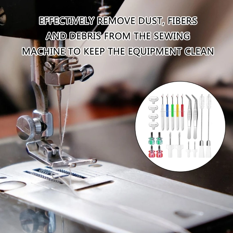 KX4B 21 pièces Machine à coudre outil pince à épiler tournevis couture Unpicker brosse Double extrémité