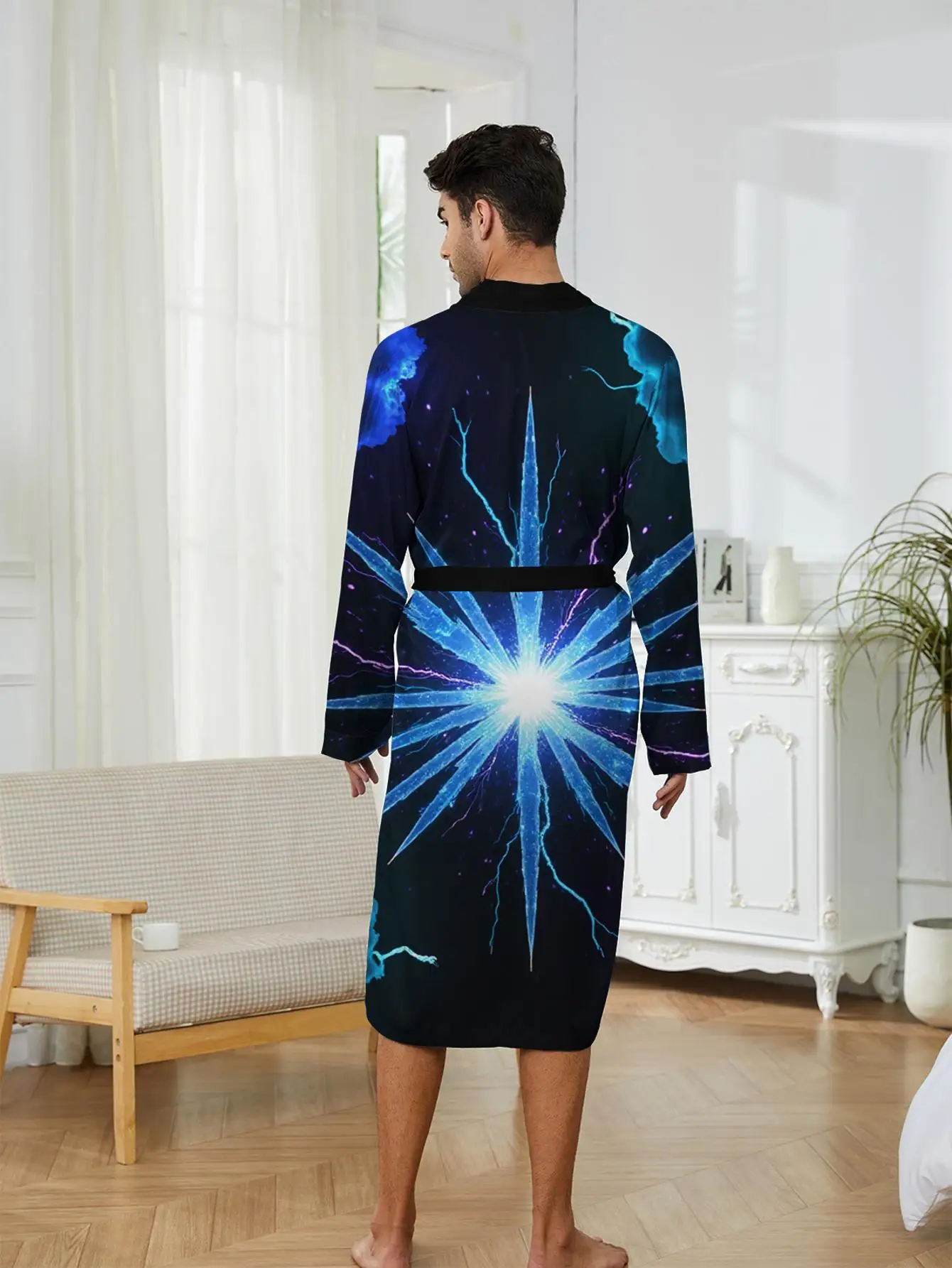 

1pc Men'S Robes 2026 Spring/Summer Sleepwear 3D Printed Robe Graphic Bath Robe Bathrobe Man Long Nightgown Polyester