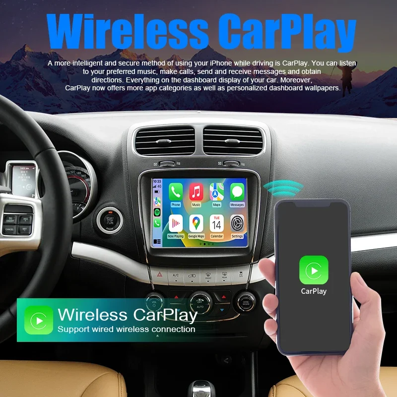 2025 Wireless CarPlay for Dodge Journey 2013-2016 Android Auto Interface Upgrade Retrofit Mirroring Multimedia Navigation