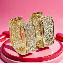 Huitan Sprankelende Hoepel Oorbellen voor Vrouwen Luxe Goud Kleur/Zilver Kleur Statement Oorbellen Prachtige Valentijnsdag Cadeau Liefde Sieraden