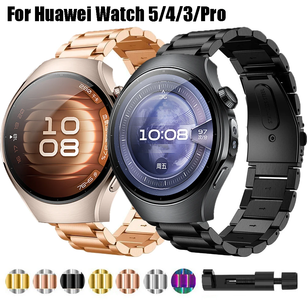 Металлический ремешок для Huawei Watch 5, 46 мм, 42 мм, ремешок из нержавеющей стали Correa для Huawei Watch 4 5 4Pro 3Pro, браслет 18 мм, 22 мм, ремешок для часов