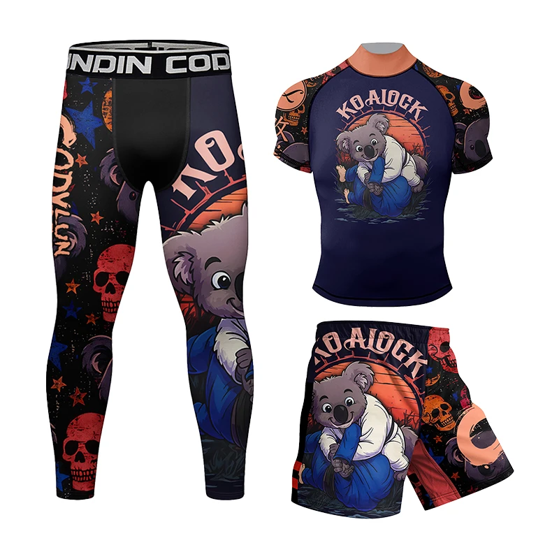 Cody Lundin Nuovo ad alta compressione jiu jitsu No Gi MMA BJJ Sport Set da 4 pezzi Traspirante Bodybuilding Morbidezza Abbigliamento per uomo
