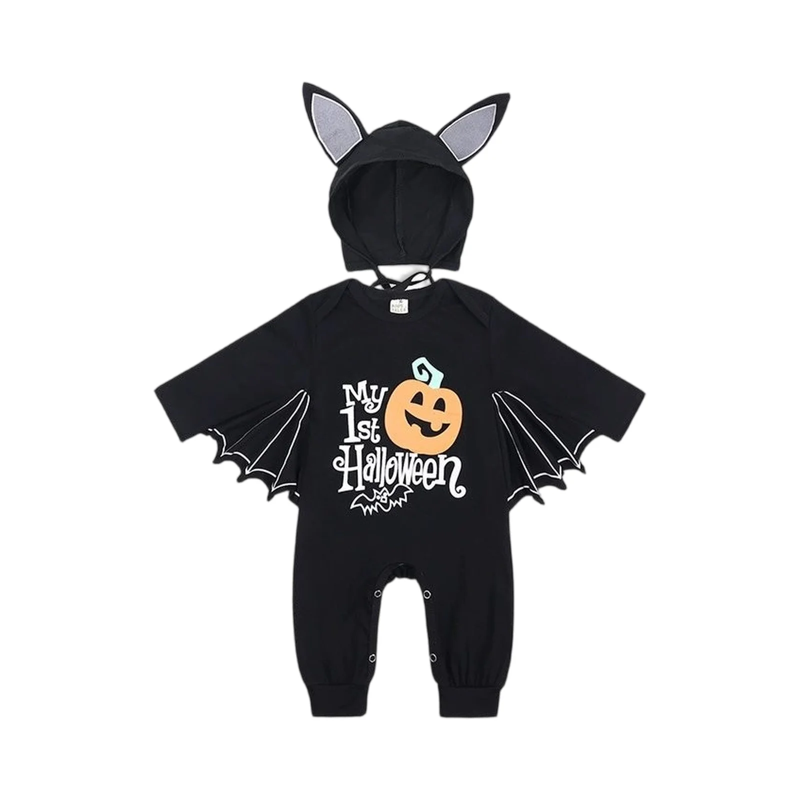 

High Quality Black Bat Cosplay Bodysuit Halloween Collection Baby Romper Long Sleeve Outfits Baby Clothes Crawling Suit Bodysuit