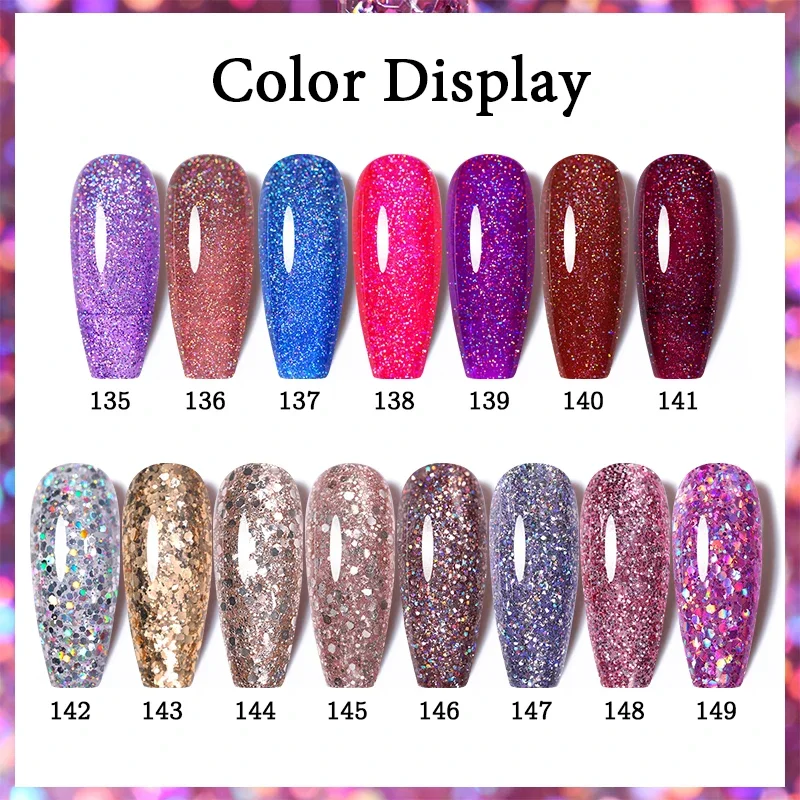 UR SUGAR 7.5ml เงินสีม่วง Glitter UV GEL Bling Sequins Soak Off Manicuring เล็บ UV GEL ต้องการฐาน Top Coat เล็บ