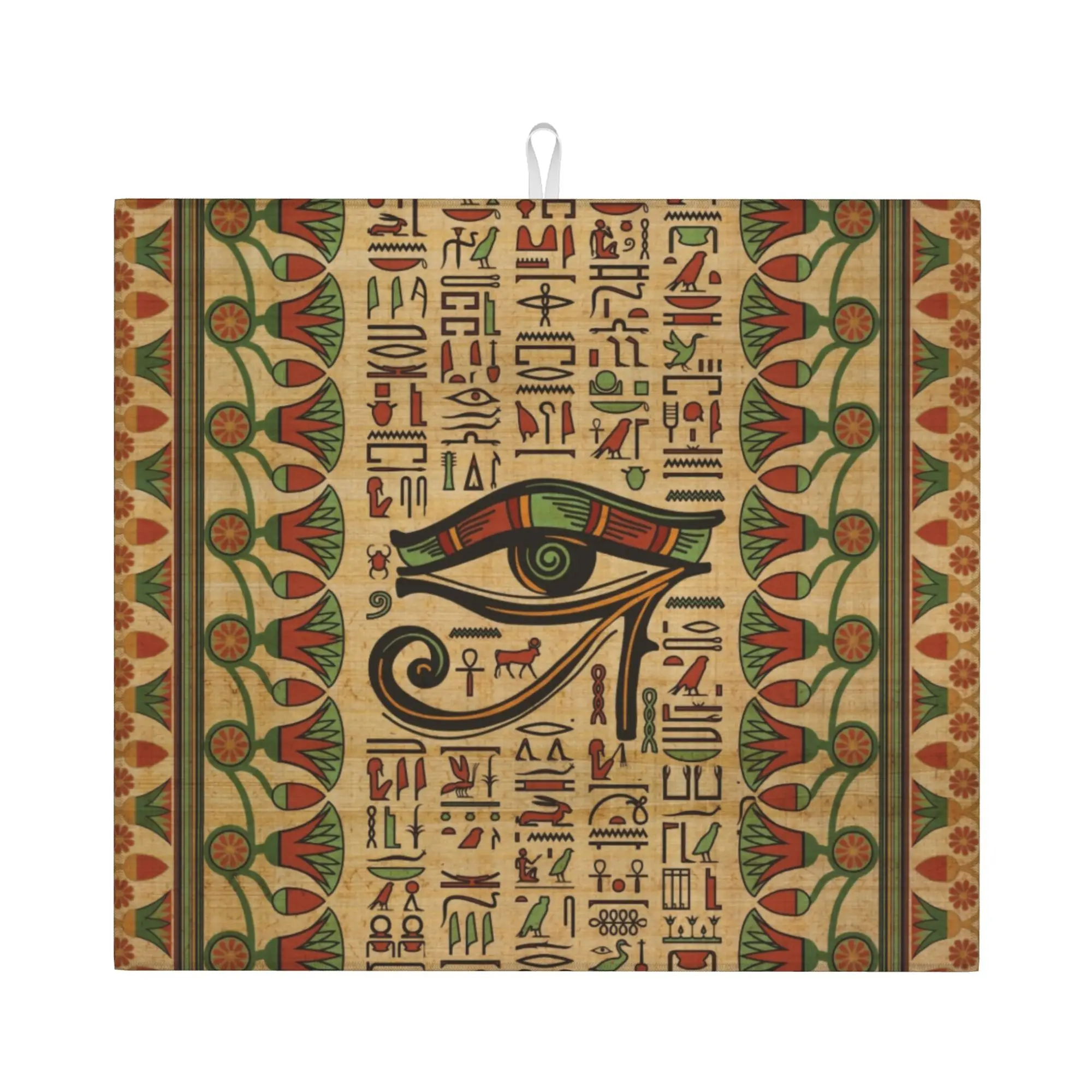 Drying Mat For Kitchen Egyptian Eye of Horus Water Absorbent Ancient Egypt Hieroglyphs On Slip Kitchen Counter Protector Mat