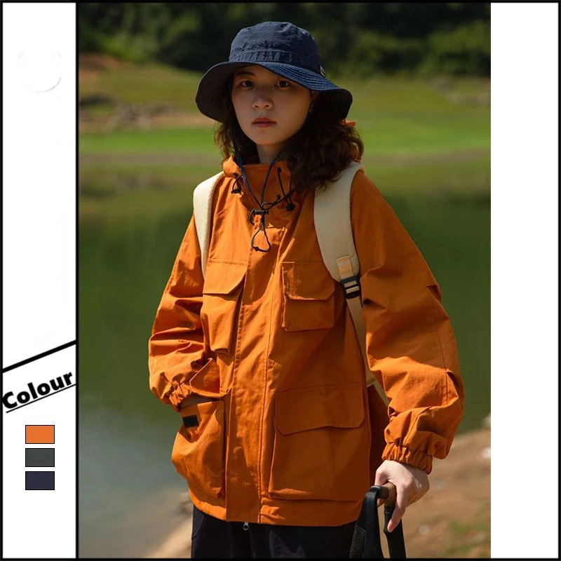 Outdoor Sport Jackets Women Windbreaker Hooded Multiple Pockets Coat Sweatshirt Long Sleeve Zipper Windproof Waterproof New