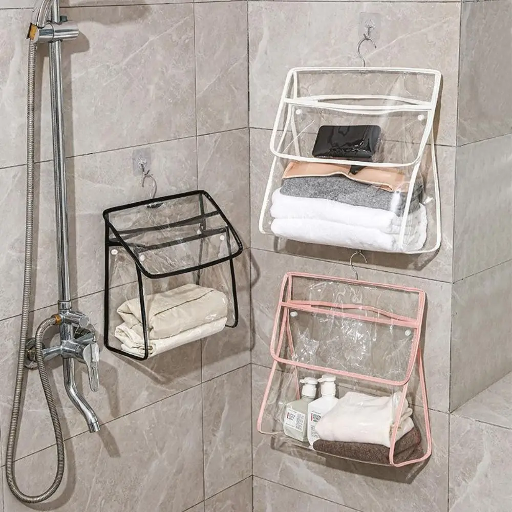 Waterproof Hanging Clothes Bag Touchscreen Phone Pocket Large Capacity Garment Bag Transparent Bathroom Storage Bag