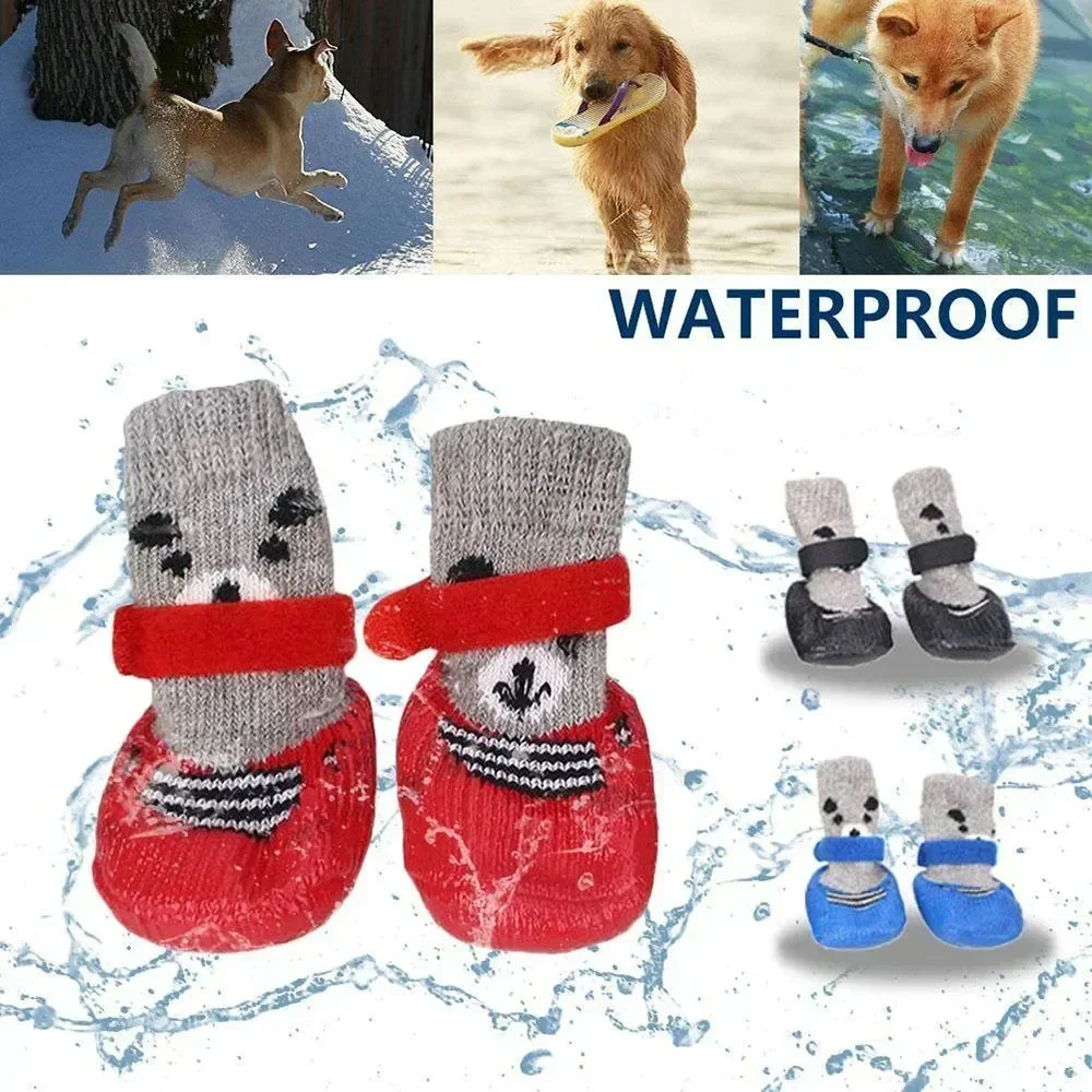 Dog Socks Waterproof Shoes Breathable Socks for Doggy Cat Socks Non-Slip Soles Adjustable Small Dog Paw  for Indoor Outdoor