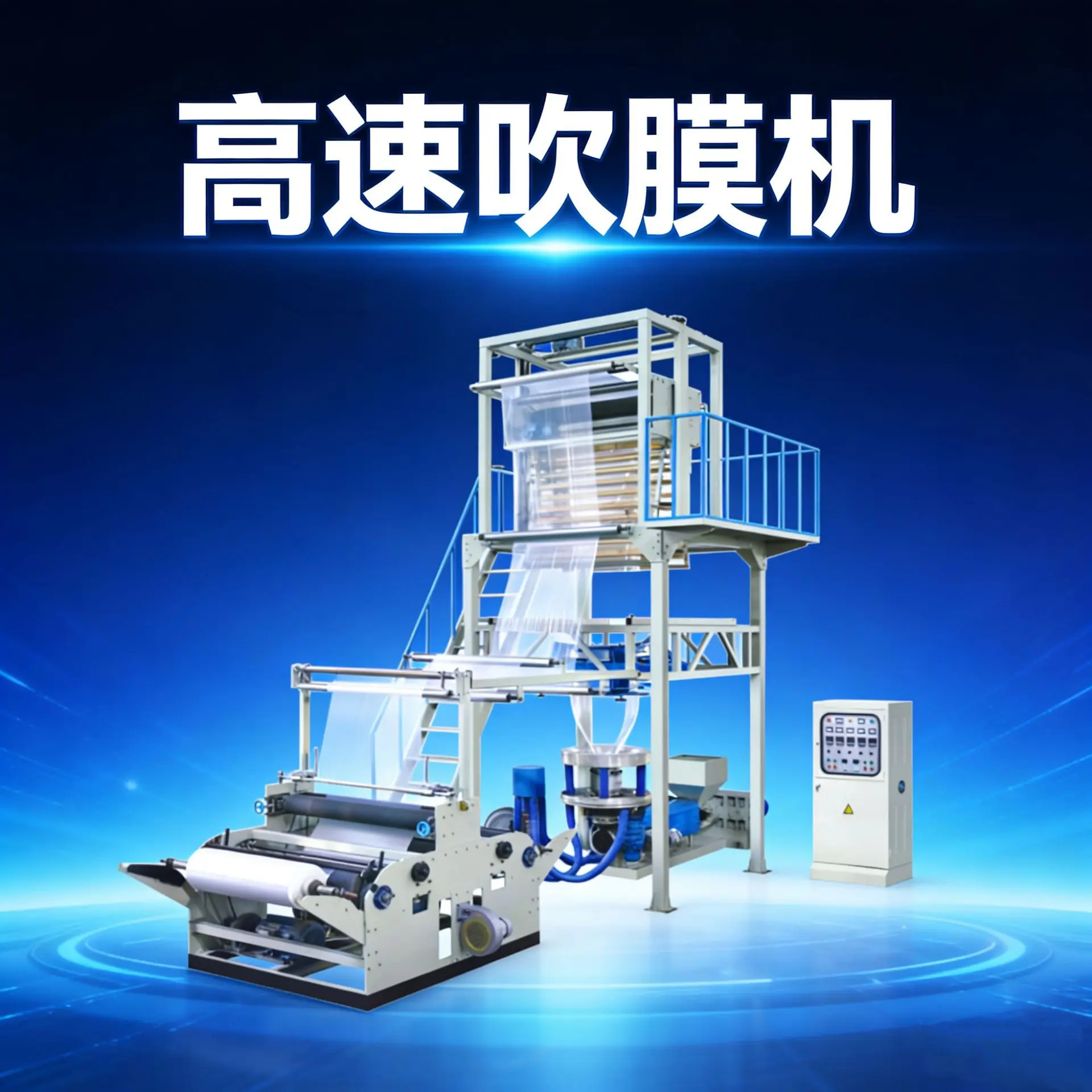 Single-layer high-pressure film blowing machine Double section double winding Rotary die blowing equipment PE high-speed