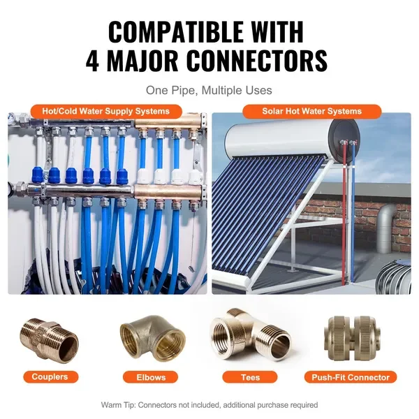 أنبوب VEVOR PEX 1/2 بوصة، طول 300 قدم أنابيب PEX-B المرنة للمياه الصالحة للشرب، خطوط مياه Pex للمياه الساخنة/الباردة و