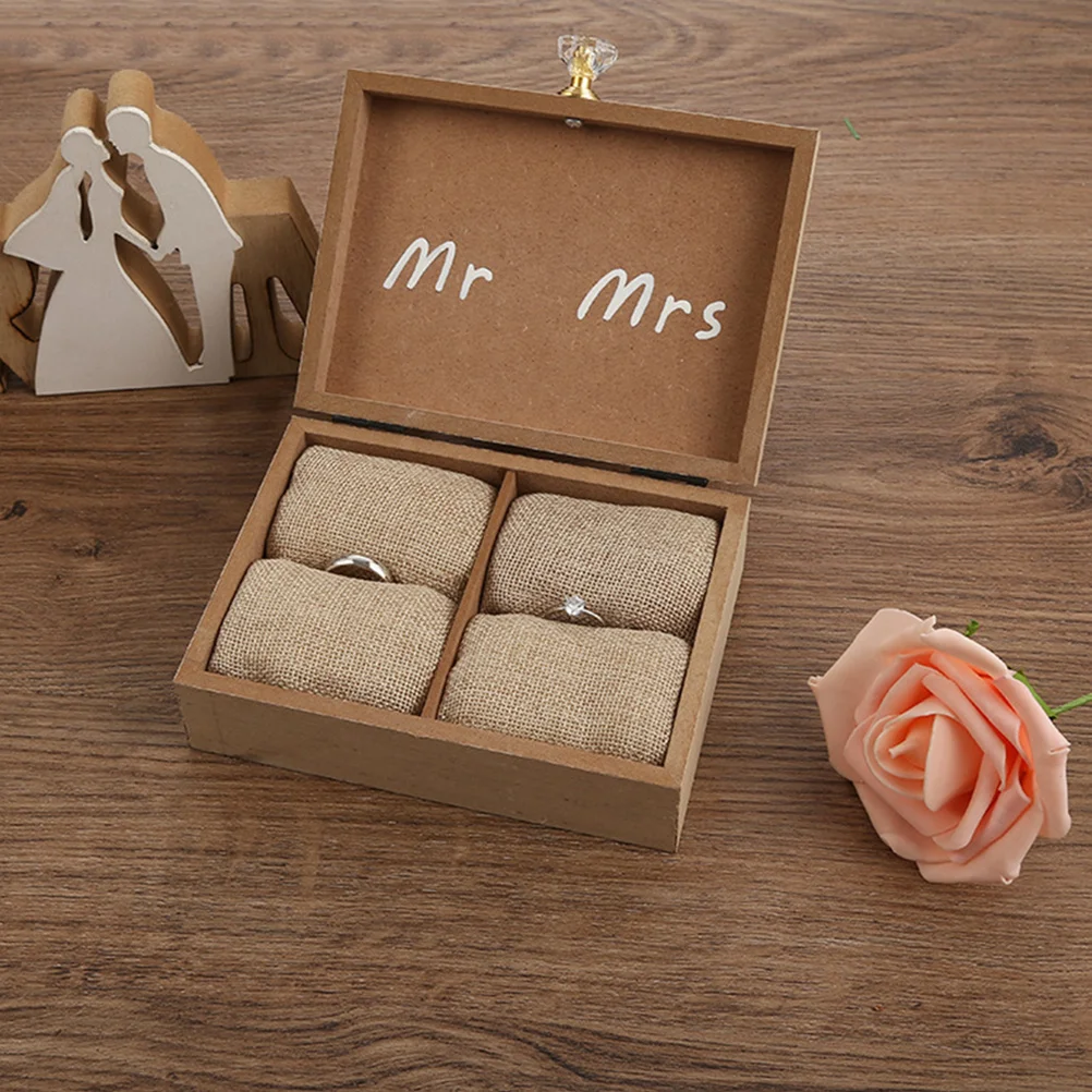 

1Pcs Rings Storage Box Khaki Couple Theme Jewelry Display Stand Watch Holder Durable Safe for Travel and Home Use