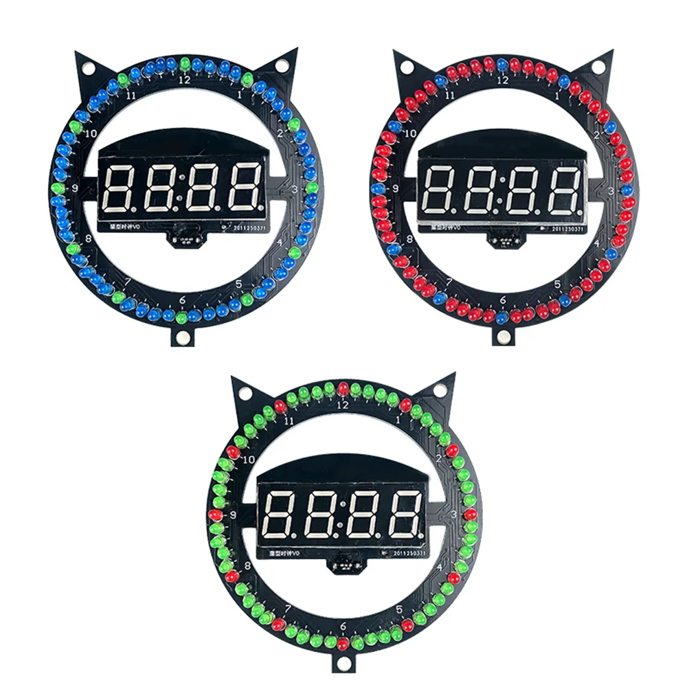 LED fun alarm clock DIY electronic welding kit multifunctional kitten clock creative light control temperature assembly welding