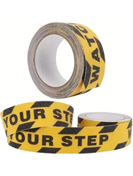 Watch Your Step Floor Signs Anti-Slip Safety Roll Grip Strip Adhesive Traction Step Tape Stickers for Stairs, Safety, Tread Step