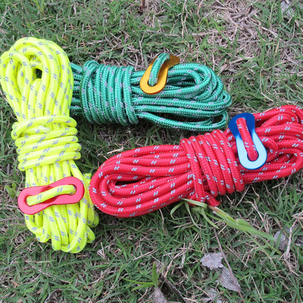 

4PCS Windproof Reflective Rope Tent Line Camping Guy Lines Outdoor Canopy Cord Strong Polyester Ideal Camping Hiking