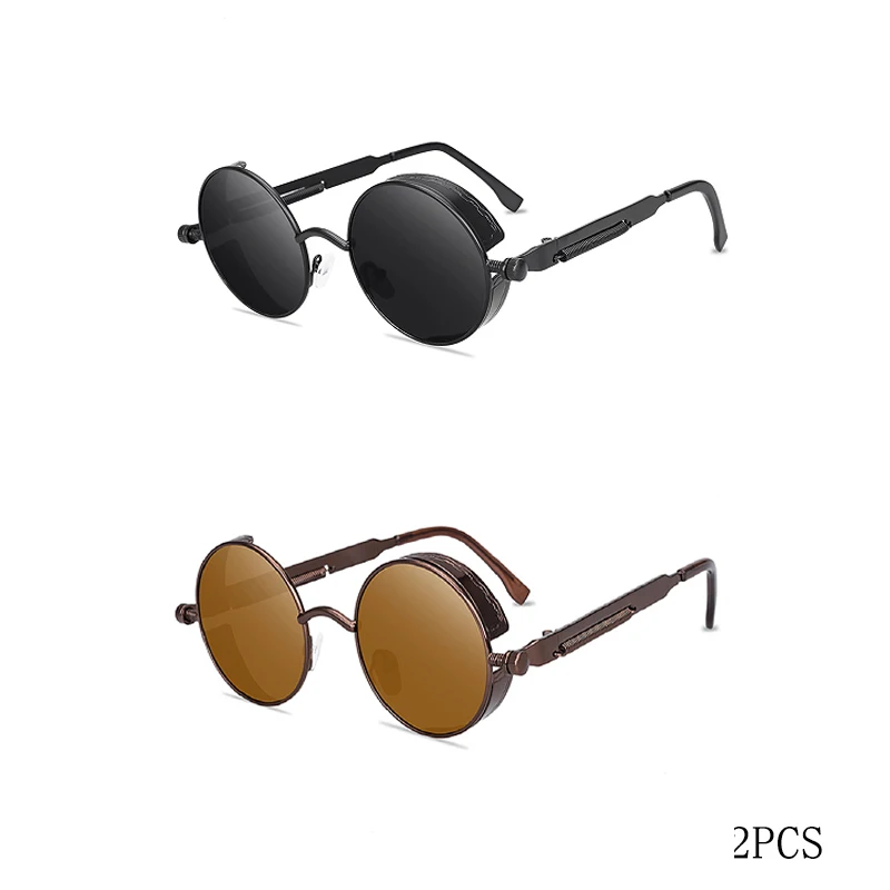 VABBON Klassische Gothic Steampunk Sonnenbrille Männer Frauen Marke Designer Vintage Runde Metall Rahmen Sonnenbrille Hohe Qualität UV400 8