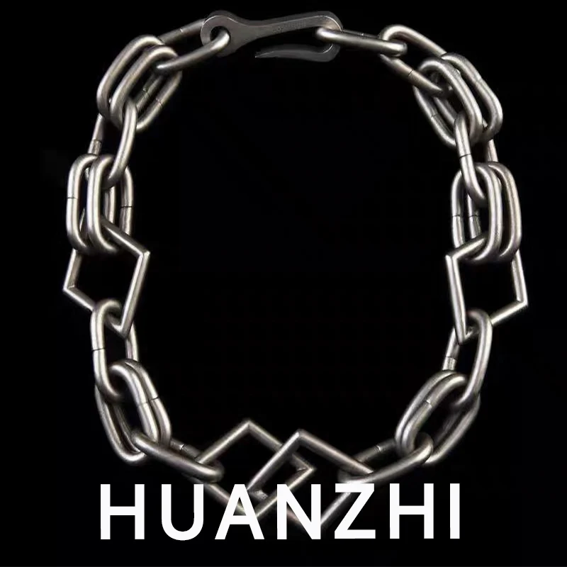 HUANZHI Cyberpunk Chunky Chain Necklace Fashion Heavy Metal Men Choker Simple Personality Unisex Jewelry For Women Girls New