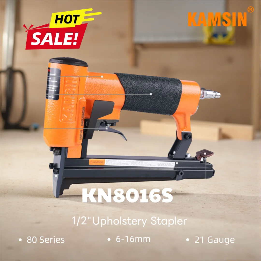 

KN8016S Automatic Stapler Gun 8016 auto-shooting Continuous Pneumatic Firing Upholstery Stapler 80Series 1/2"Upholstery Stapler