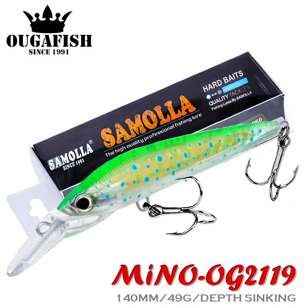 Novo Sea Fishing Minnow Lure 49g 140mm Plástico Bionic Língua Curta Isca Isca Isca Artificial Acessórios de Pesca Peche A La Carpe Ferramenta