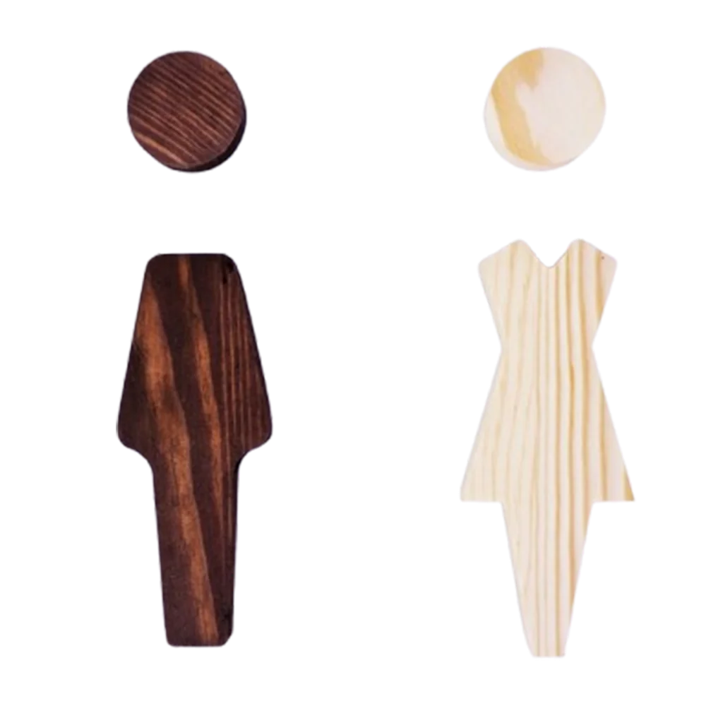 

2pcs/se Solid Wood Bathroom Door Signs Antique Toilet Door Decoration Men's And Women's Toilet Sign Durable Self-adhesive