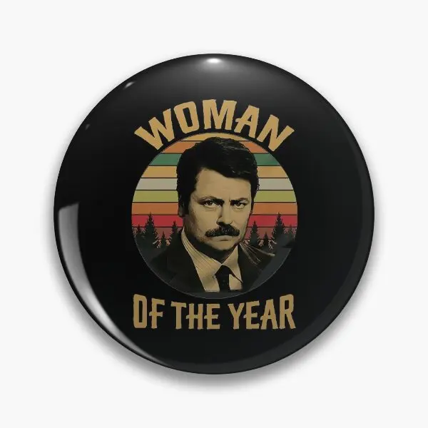 Ron Swanson Woman Of The Year  Soft Button Pin Lapel Pin Lover Metal Funny Cartoon Creative Fashion Gift Badge Decor Brooch