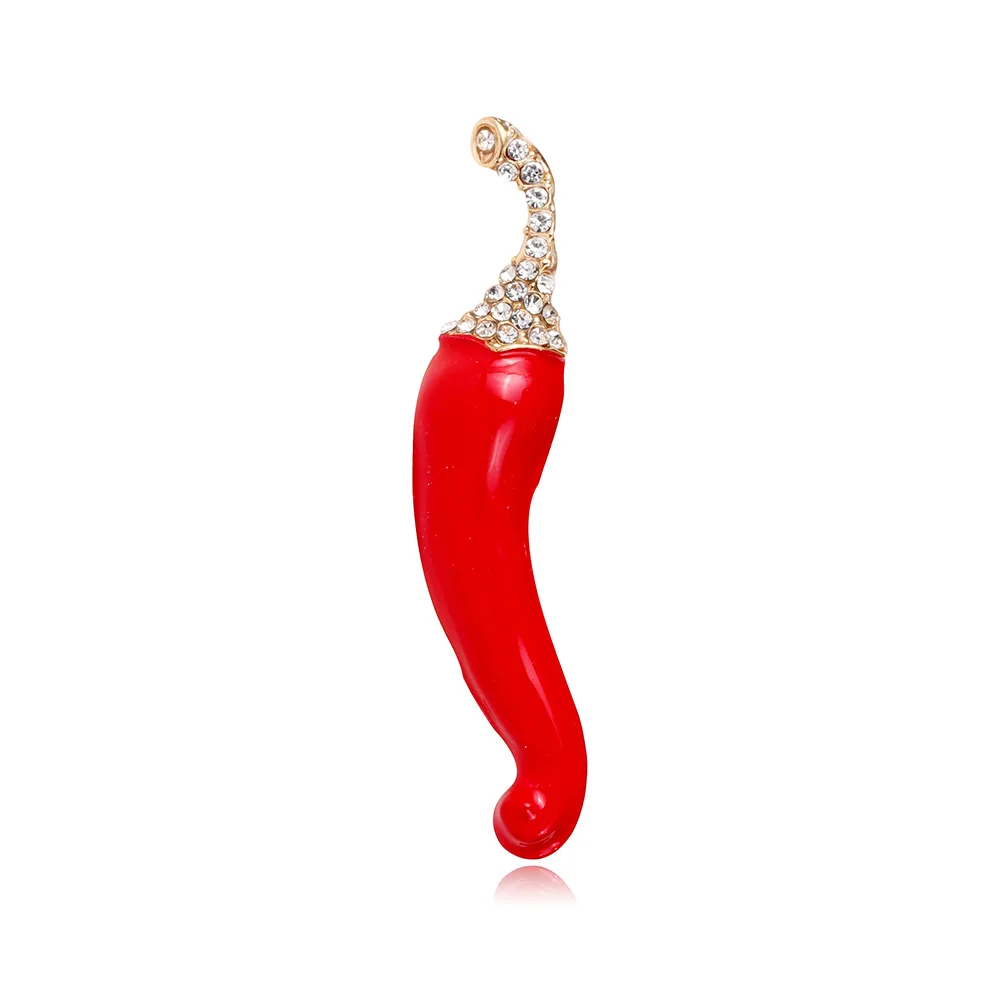Foreign Trade Dripping Pepper Brooch Cross-border New Millet Pepper Diamond Vegetable Series Fun Brooch Pin
