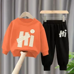 Autumn Baby Girl Boy Clothes Set Children Sports Letter Printing Sweatshirt Top and Pants Buttom Two Piece Suit Cotton Tracksuit