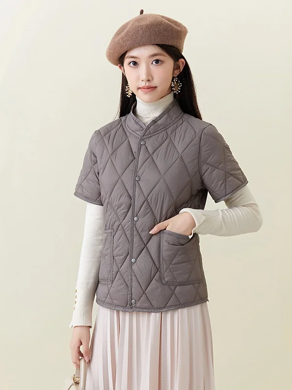 

Легкая хлопковая куртка Slim Fit для женщин больших размеров, свободный крой, рукав до локтя, модная верхняя одежда, зимнее пальто