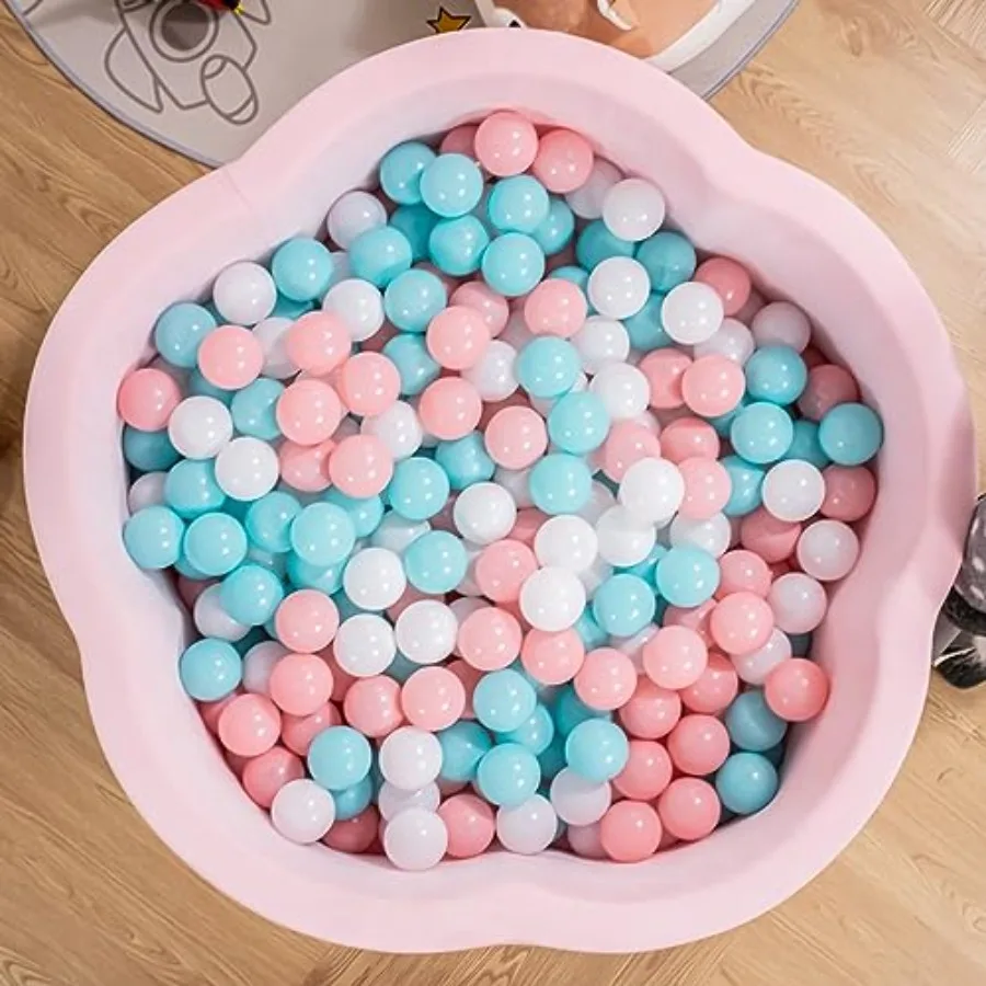 

Baby Ball Pit - Velvet Memory Foam Indoor Soft Play Equipment for Toddlers 1-3 - Large Pink Ballpit - Premium Comfort Safety -