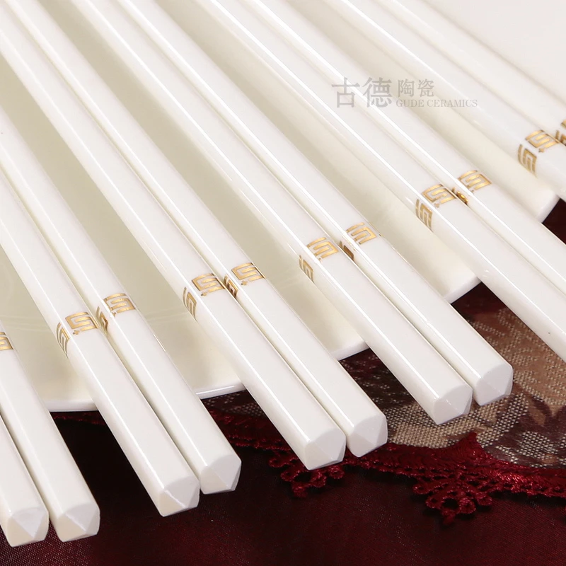 

10 Pairs Chinese Ceramics Chopsticks Gift Boxes Food Reusable Anti-Slip Sushi Dinner Chopsticks Tableware Kitchen Accessories