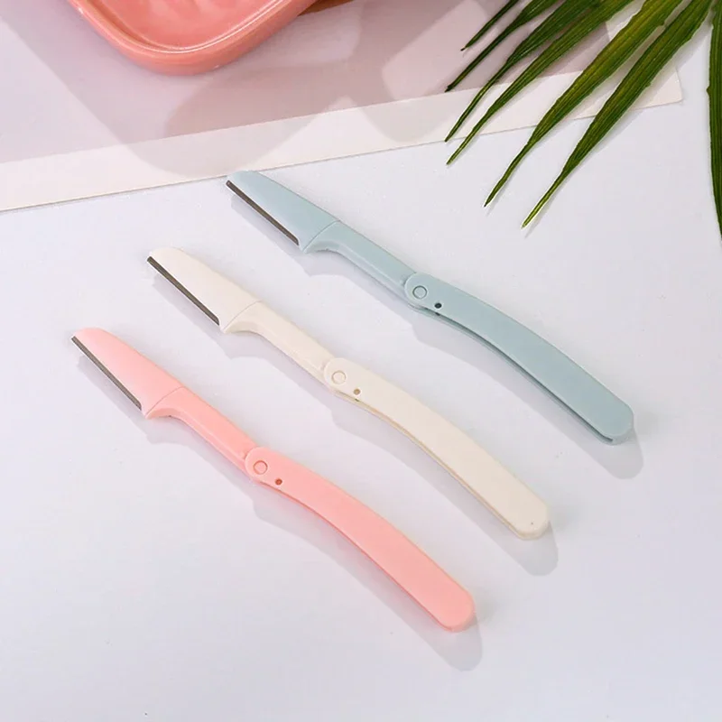 Eyebrow Trimmer Foldable Eye Brow Scraper Hair Remover Portable Stainless Steel Women Face Beauty Tools